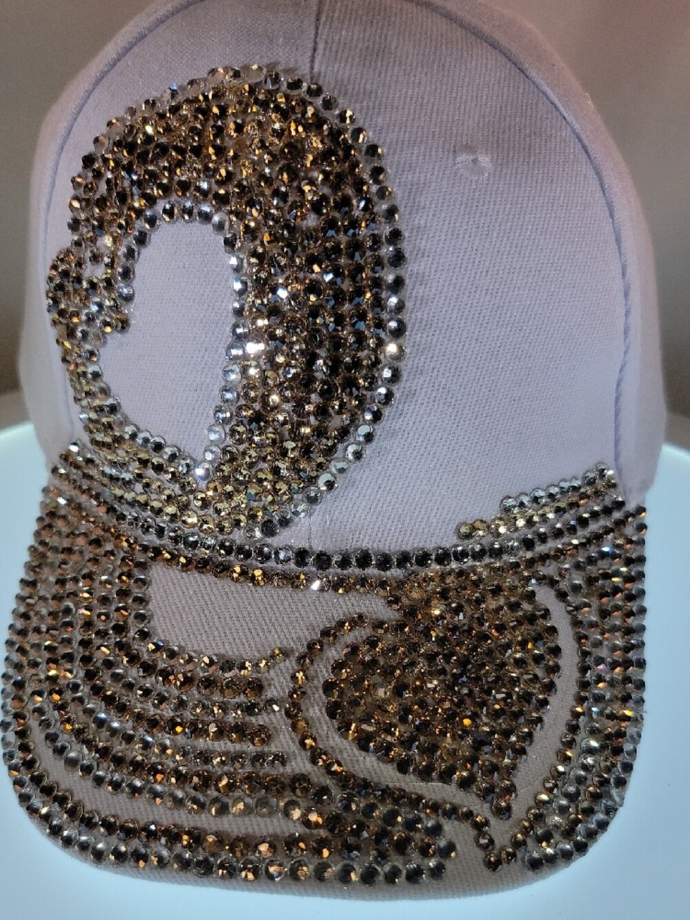 White Crystal Embellished Women's Baseball Cap - Picture 2 of 4